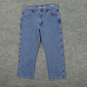 Rustler Regular Fit Jeans Mens 36x27 Medium Wash Blue Straight Leg Denim